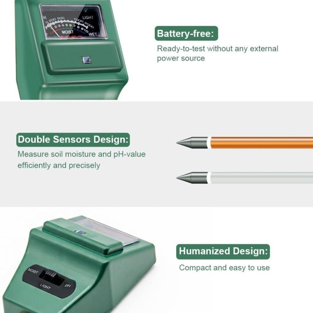 3-in-1 Soil pH, Moisture, Light Tester - Electronic 3-in-1 pH Soil Moisture Meter Tester - Shop Worms