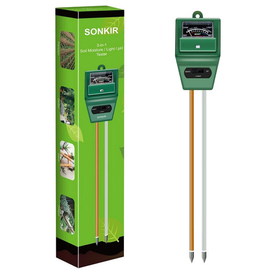 3-in-1 Soil pH, Moisture, Light Tester - Electronic 3-in-1 pH Soil Moisture Meter Tester - Shop Worms